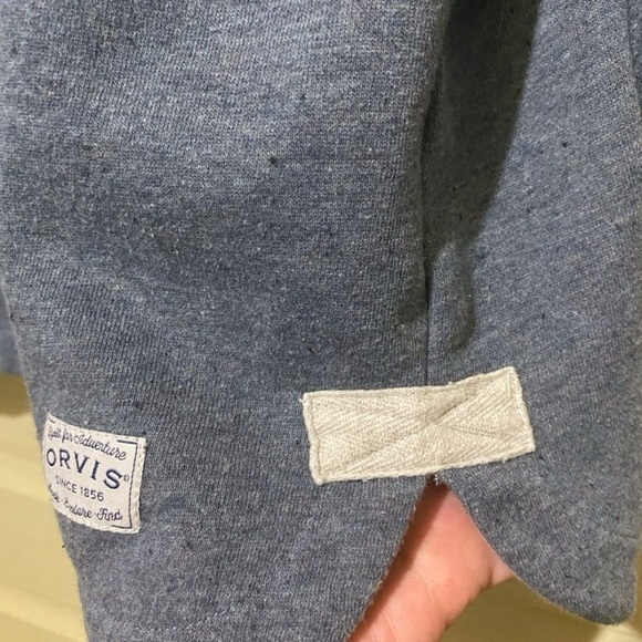 Orvis Pull Over Quarter Zip Sweater Fleece Blue Marled Soft Cabincore Size XL - Picture 9 of 13